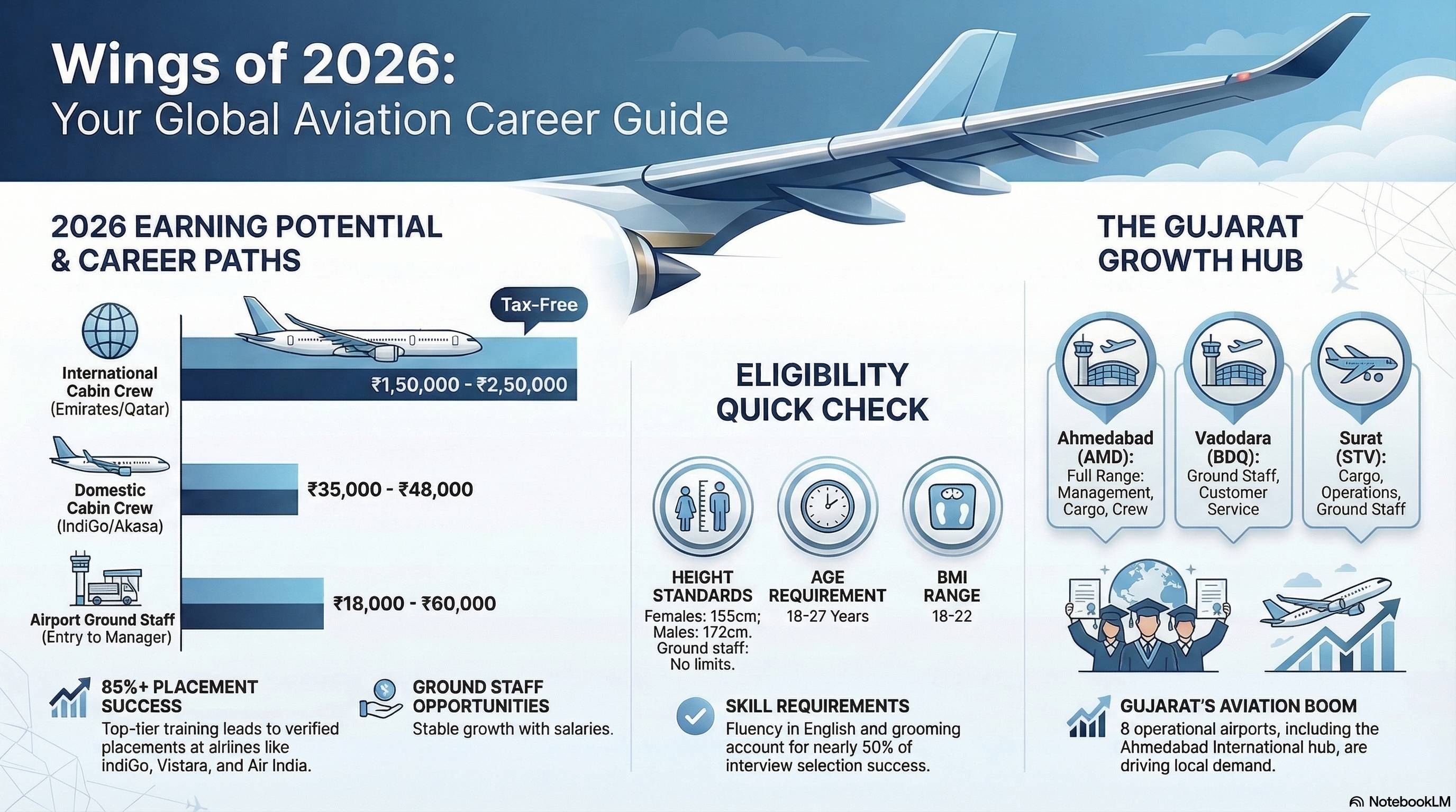 Airport Management Jobs in Gujarat Airports 2026: Complete State Aviation Guide - Ground Staff career guide from Wings Institute Vadodara Gujarat